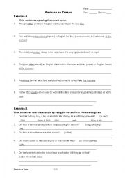 English Worksheet: revision on tenses with answers