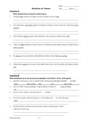 revision on tenses with answers