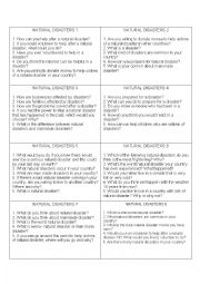 English Worksheet: NATURAL DISASTERS SPEAKING CARDS