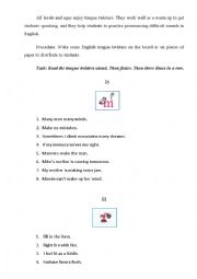 English Worksheet: ENGLISH TONGUE TWISTERS PART 3 CONSONANTS