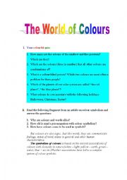 English Worksheet: The World of Colours
