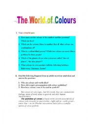 English worksheet: The World of Colours