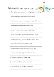 English Worksheet: RELATIVE CLAUSES