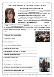 English Worksheet: John Lennon -short biography