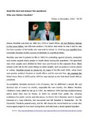 Reading activity - Nelson Mandela