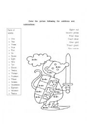 English Worksheet: Colors and numbers