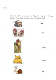 English Worksheet: Opposites