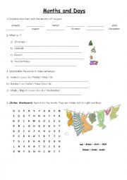 English Worksheet: MONTHS AND DAYS