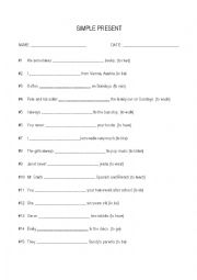 English Worksheet: Simple present exercise