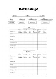 English Worksheet: Sickness Battleship