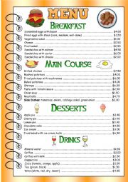 Restaurant Menu for speaking