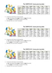 English Worksheet: The SIMPSONS chores planning table