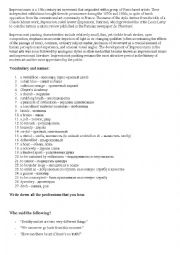 English Worksheet: The Impressionists movie worksheet