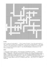 English Worksheet: Crossword Great Britain, Scotland, Wales, Nothern Ireland