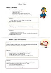 English Worksheet: Role play - At the fast food restaurant