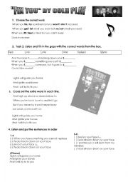 English Worksheet: FIX YOU BY COLDPLAY