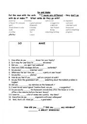 English Worksheet:  Do or Make?  