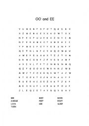 oo AND ee words phonics spelling easy + WORDSEARCH