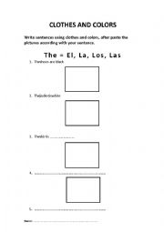 English Worksheet: Clothes and Colors - Sentences