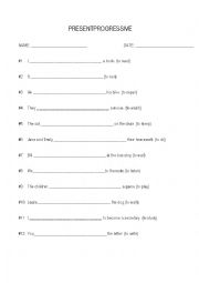 English Worksheet: Present progressive exercise