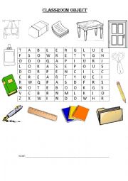 English Worksheet: CLASSROOM OBJECTS