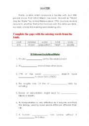 English Worksheet: Water