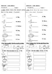 English Worksheet: FARM ANIMALS CLASSWORK