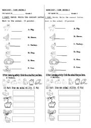 English Worksheet: FARM ANIMALS CLASSWORK