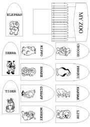 English Worksheet: Zoo Animals Craft