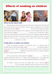 English Worksheet: Effects of smoking on children
