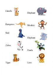 English Worksheet: Zoo animals flashcards