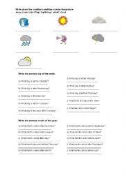English Worksheet: Months, Days of the Week and Weather