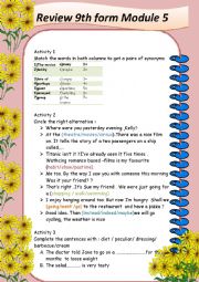 English Worksheet: REVIEW MODULE 5