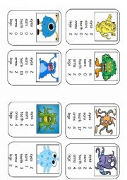 English Worksheet: Monster Body Parts Top Trumps Game Set 5 (8 cards)