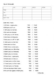 English Worksheet: party types