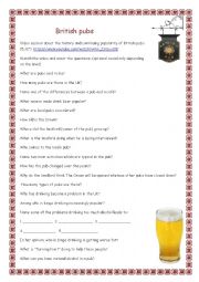 English Worksheet: British Pubs - video ssesion (5.12