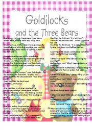 English Worksheet: GOLDILOCKS: TALE AND WORKSHEET