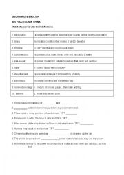 English Worksheet: BBC 6 MINUTE ENGLISH - AIR POLLUTION IN CHINA (key included)