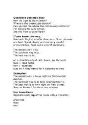 English Worksheet: giving directions