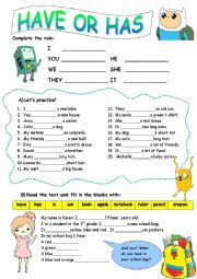 English Worksheet: Using HAVE and HAS