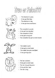 English Worksheet: animals