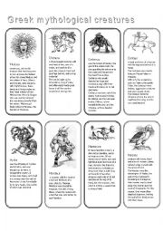 English Worksheet: Greece Myth Creatures