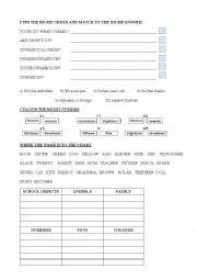 English Worksheet: speaking, numbers, words