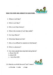 English Worksheet: Loch Ness