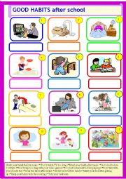 English Worksheet: Good habits after school