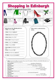 English Worksheet: 8th form: shopping in Edinburgh