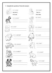 English Worksheet: Animals