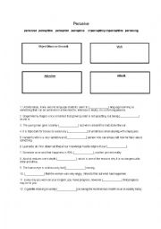 English Worksheet: Perceive - Academic Word List