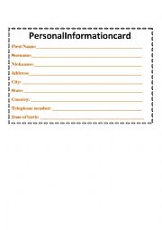 Personal Information Card