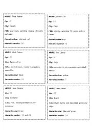 English Worksheet: Cards- Personal Information